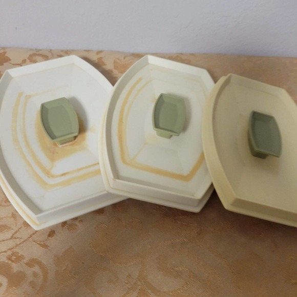 Vintage 1970's Lustro Ware Avocado Floral Plastic Nesting Canister Set Lids Box - Picture 14 of 14